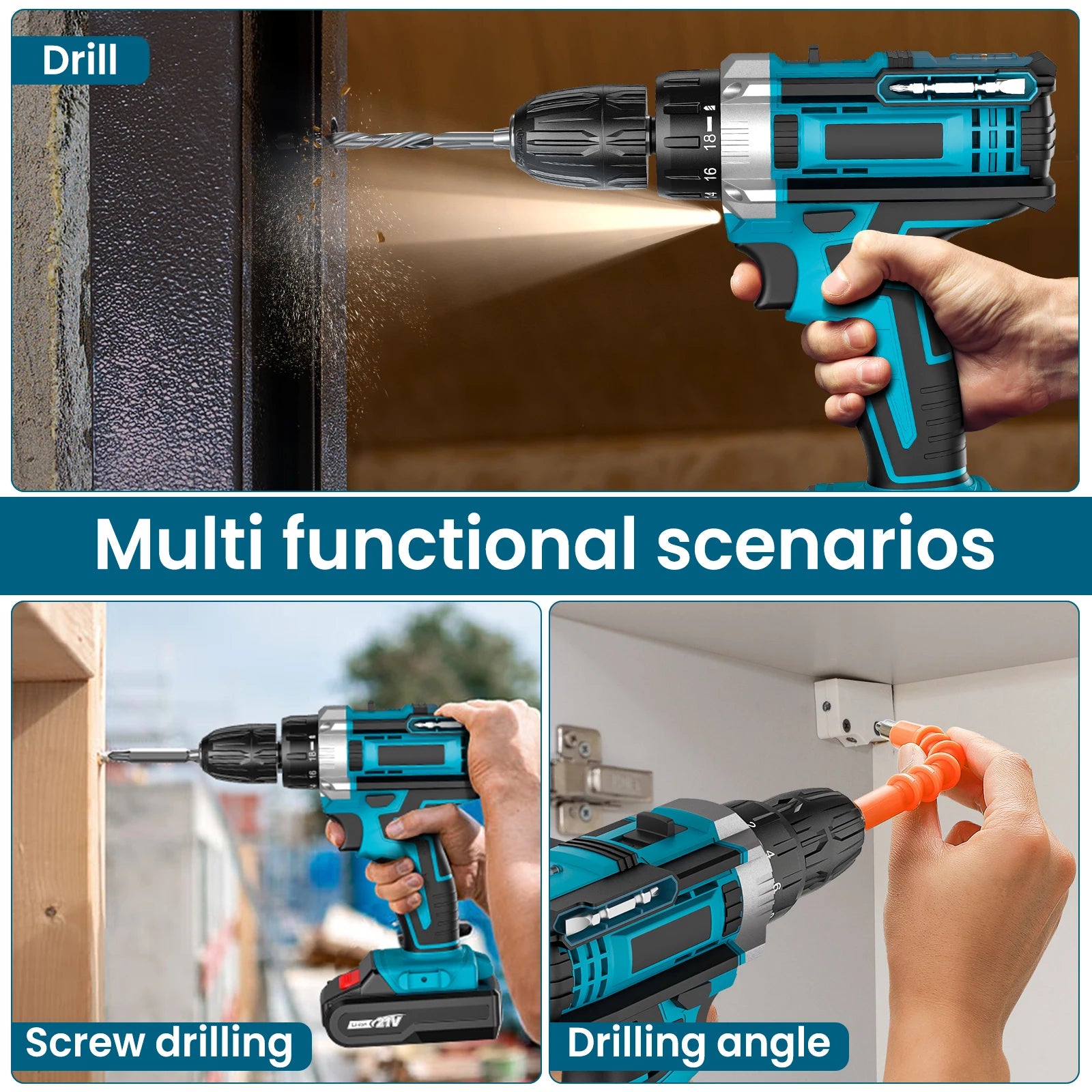 Bormașină Electrică Multifuncțională  21V - Profesională + Set Complet